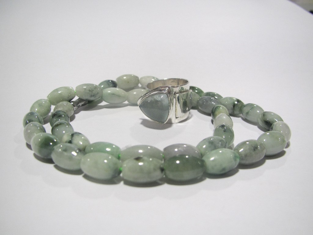 Appraisal: Lot comprising a multi coloured jade bead necklace and a