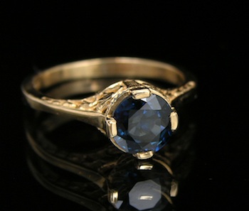 Appraisal: Ladies' Antique Design Sapphire Ring k yellow gold antique design