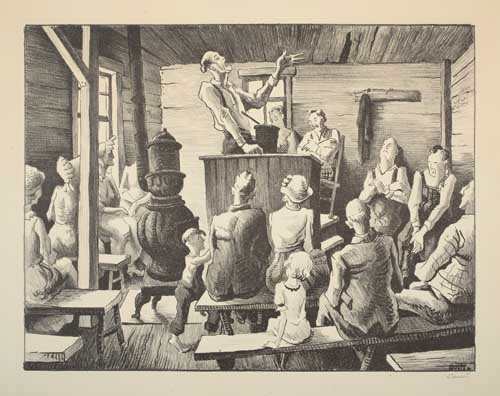 Appraisal: THOMAS HART BENTON The Meeting Lithograph x mm x inches