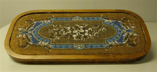 Appraisal: th century bead work panel decorated with flowers w d