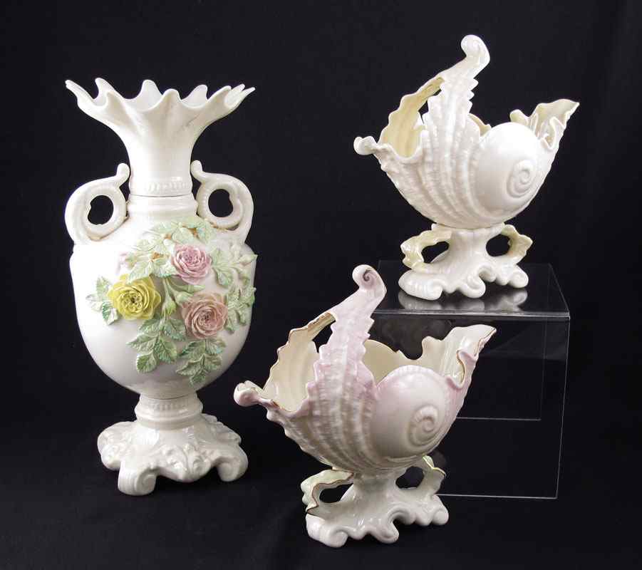 Appraisal: PIECE IRISH BELLEEK PORCELAIN To include Vase with scroll handles