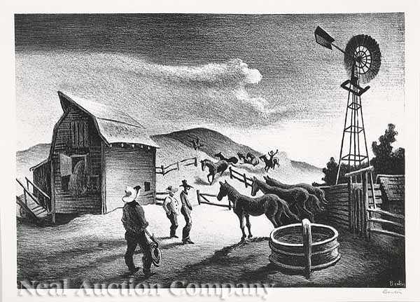 Appraisal: Thomas Hart Benton American Massachusetts - The Corral lithograph on