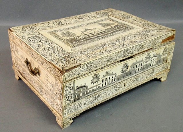 Appraisal: - Rare ivory sewing box early th c with extensive