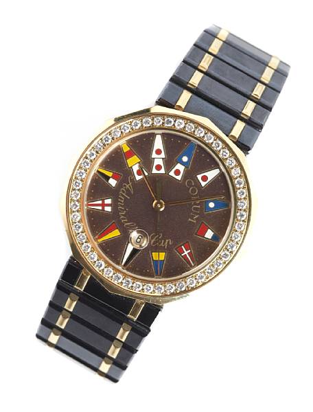 Appraisal: Corum An anodized steel gold and diamond set sailing inspired