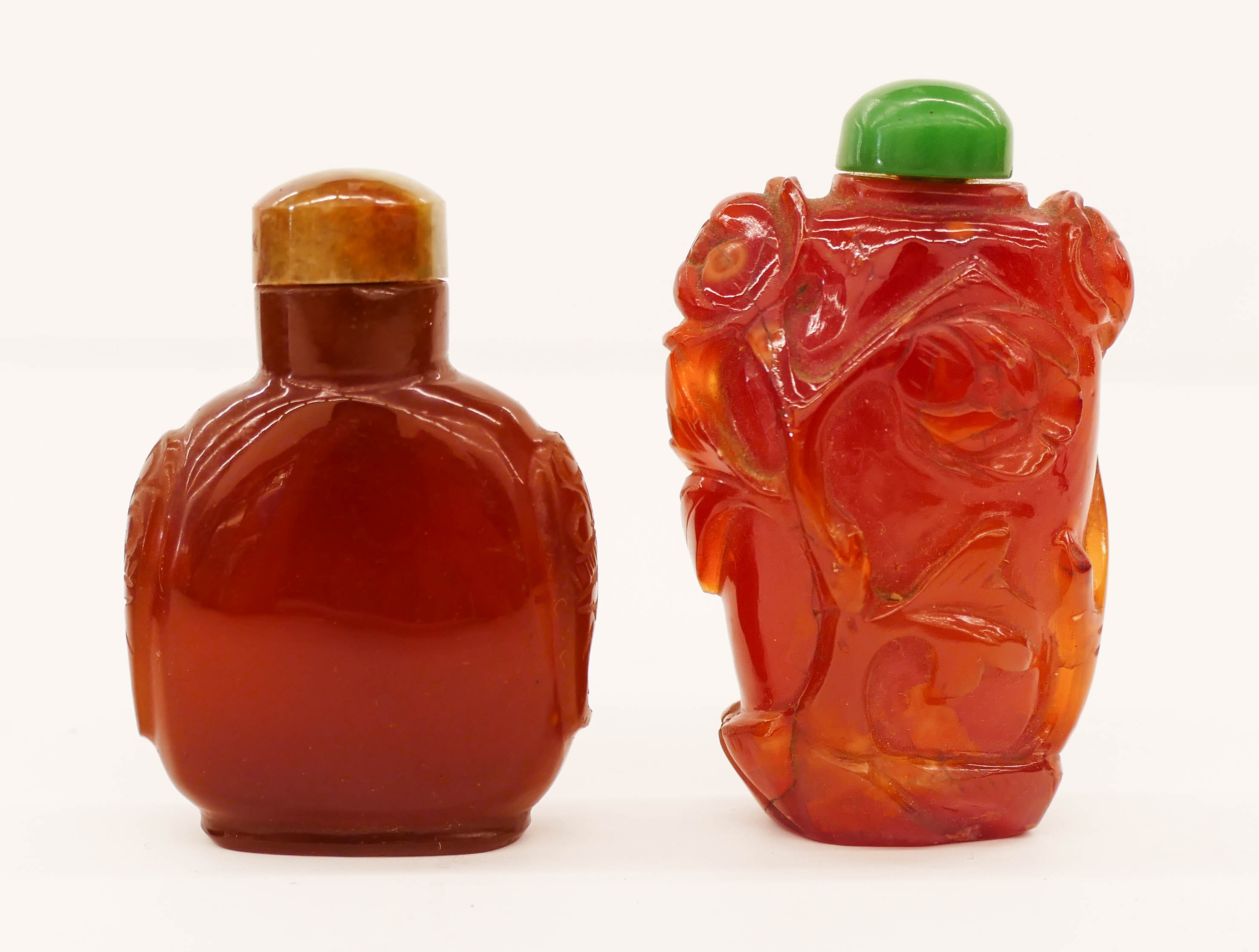 Appraisal: pc Chinese Qing Carnelian Snuff Bottles '' and '' Includes