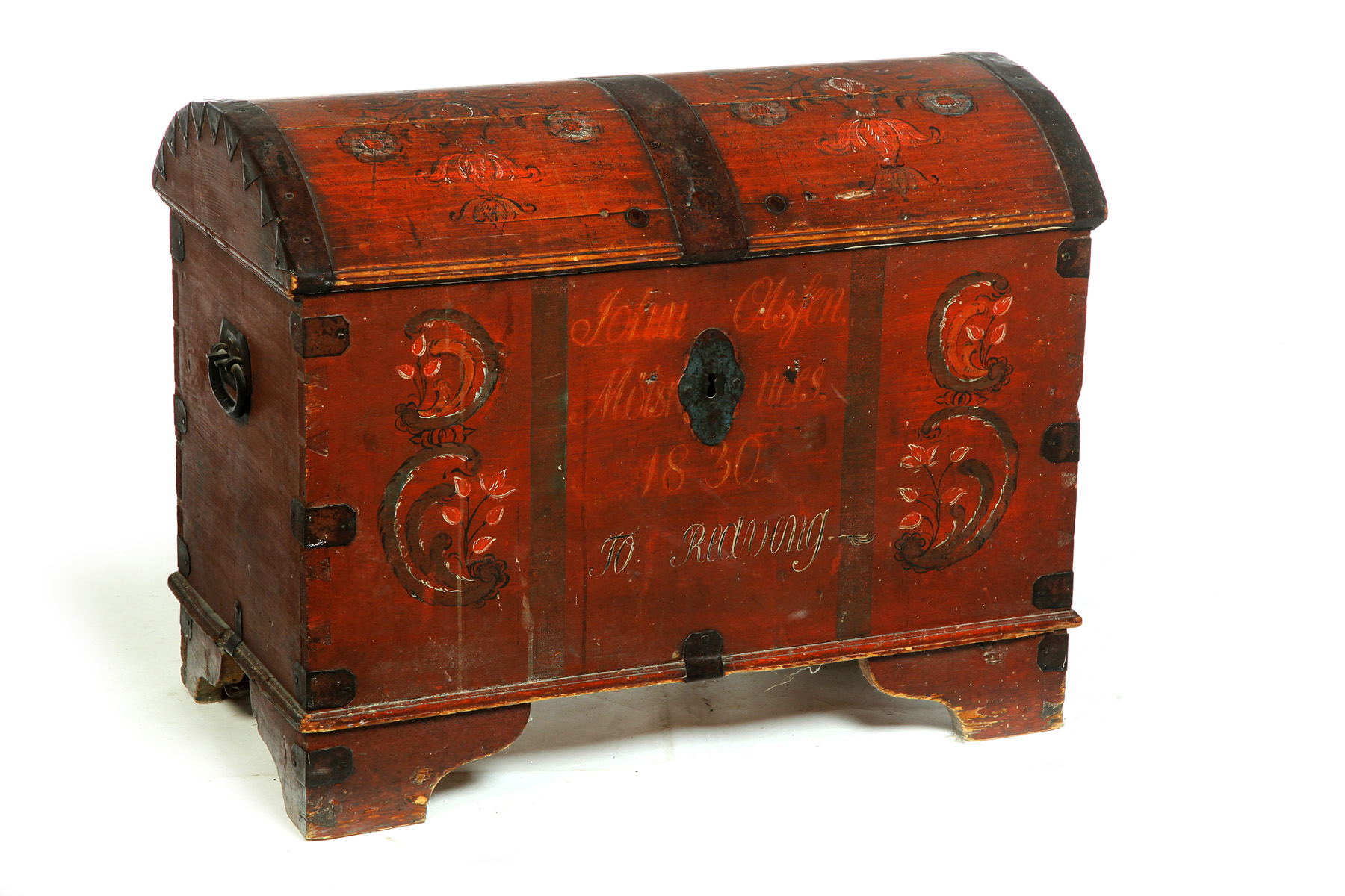 Appraisal: NORTHERN EUROPEAN DECORATED CHEST Dated pine Dome top with original