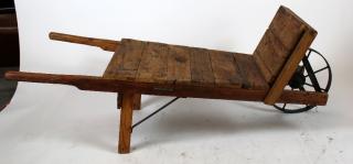 Appraisal: Primitive pine farm plow style cart Primitive pine farm plow