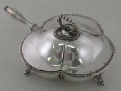 Appraisal: A silver plated beaded edge trefoil vegetable dish on cut