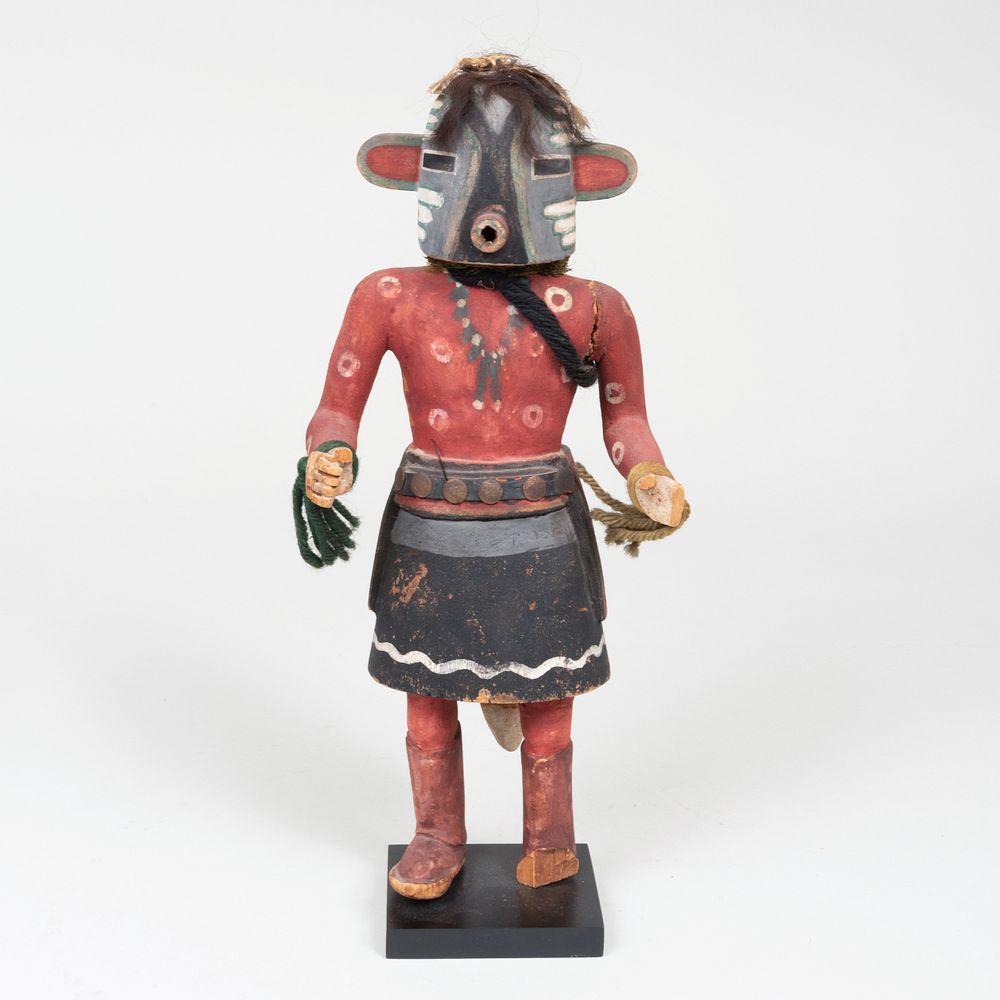 Appraisal: Hopi Painted Wood Kachina Figure Raised on an ebonized stand