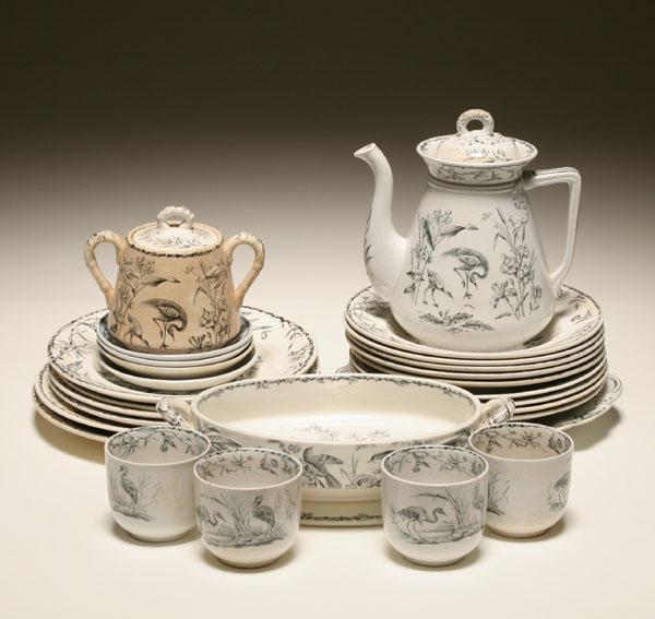 Appraisal: Staffordshire paste dinnerware twenty-six pieces with th century Indus pattern