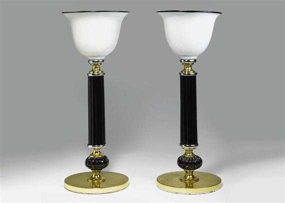 Appraisal: ITALIAN PAIR OF LAMPS Art Deco style Gilt chrome and