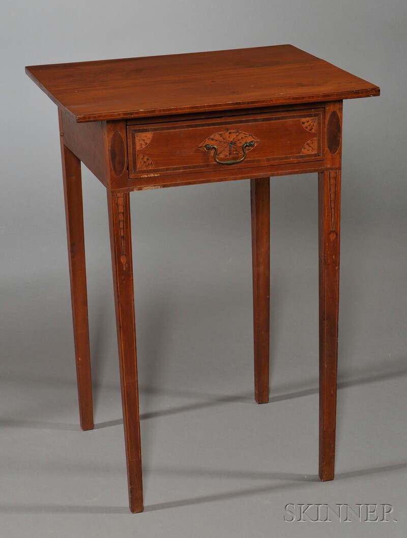 Appraisal: Federal Inlaid Cherry One-drawer Stand Connecticut or Massachusetts c -