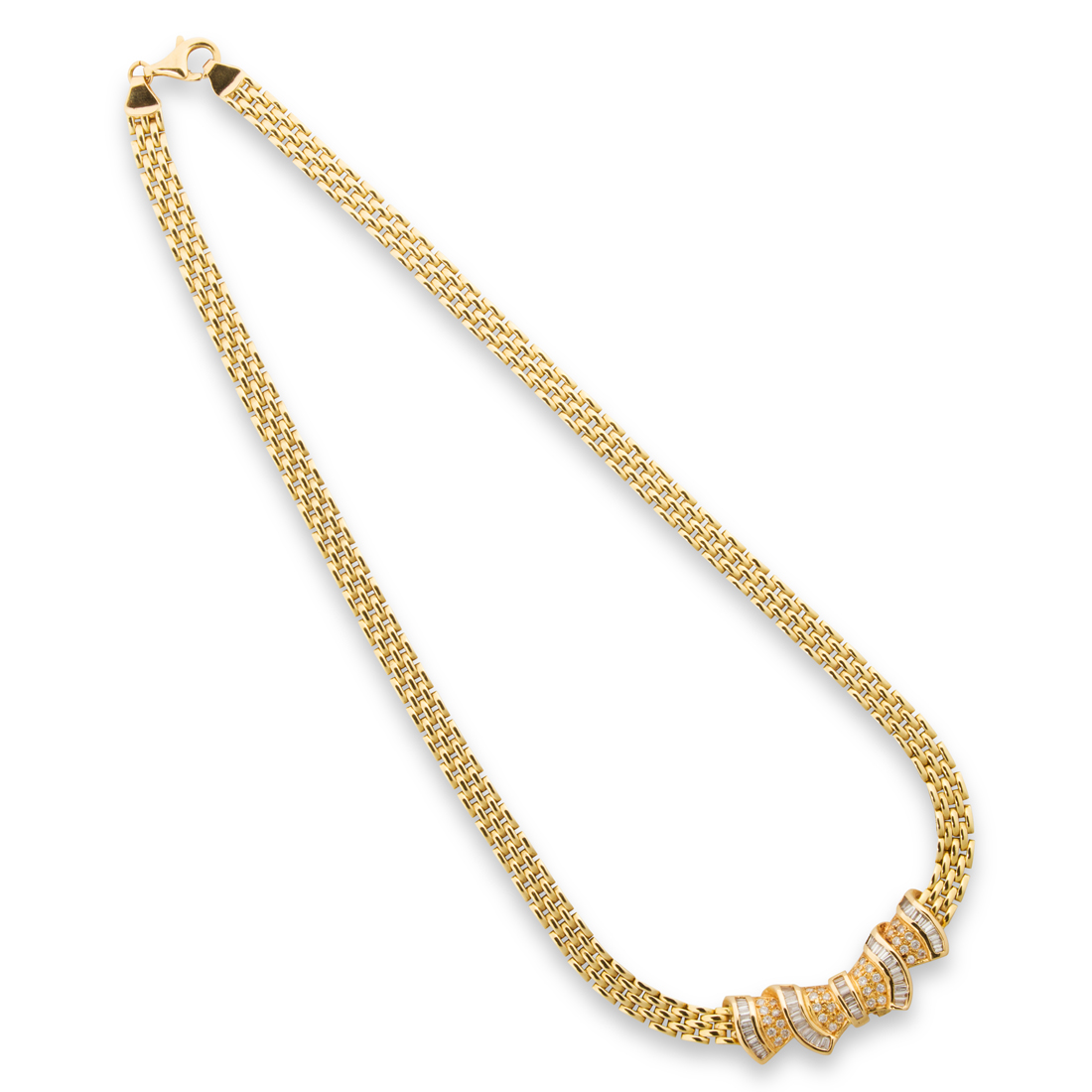 Appraisal: A DIAMOND AND EIGHTEEN KARAT GOLD NECKLACE A diamond and