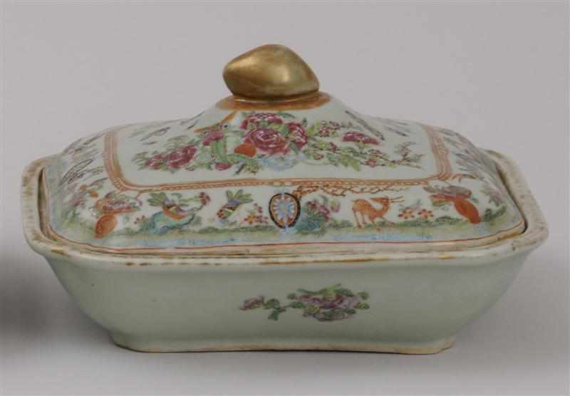 Appraisal: CANTON ENAMELED VEGETABLE DISH AND COVER The underside inscribed in