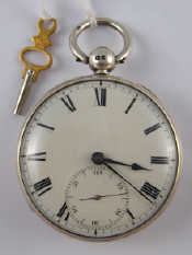 Appraisal: A silver cased fob watch the case London the key