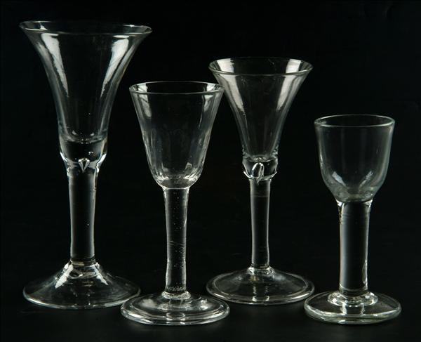 Appraisal: Four various plain-stemmed wine glasses inluding an example with a