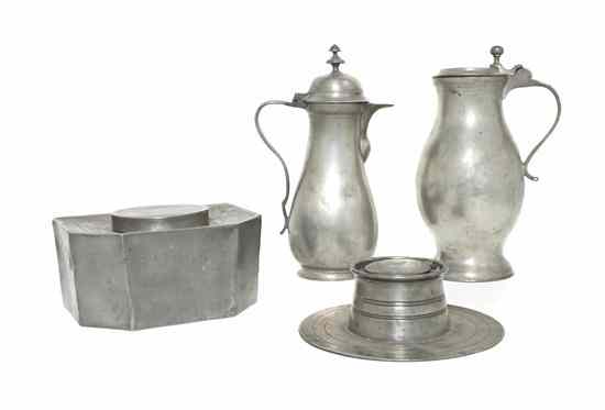 Appraisal: A Collection of Four Pewter Articles primarily English comprising a