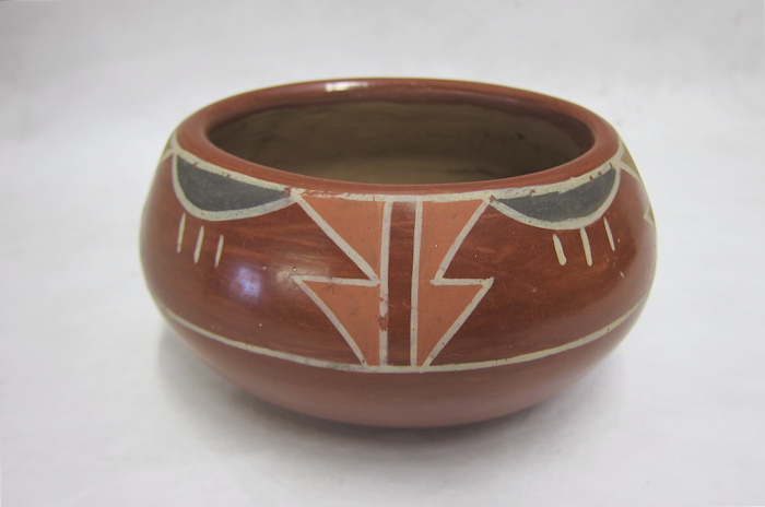 Appraisal: SANTA CLARA PUEBLO CLAY OVAL BOWL c 's having red