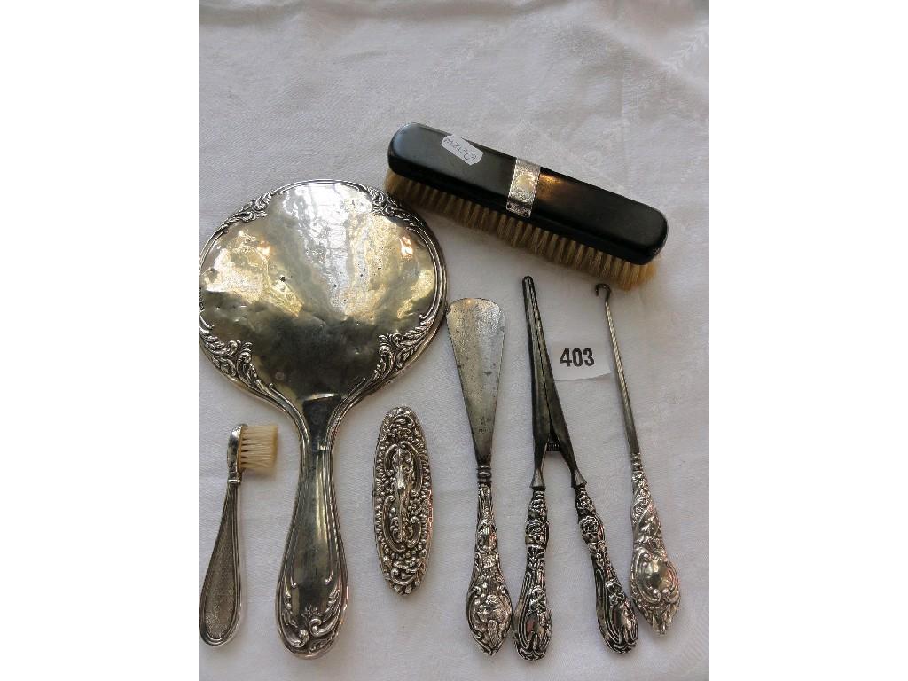 Appraisal: A small collection of various silver backed dressing table wares