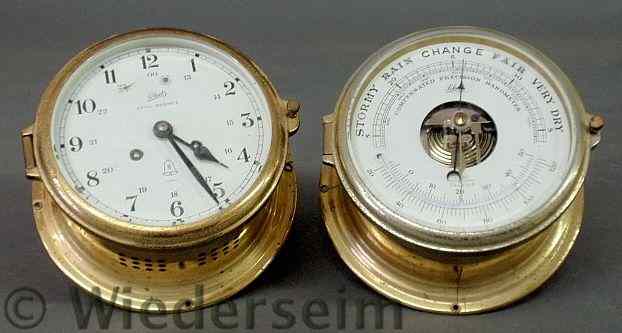 Appraisal: Brass ship's chronometer and matching barometer by Schatz West Germany