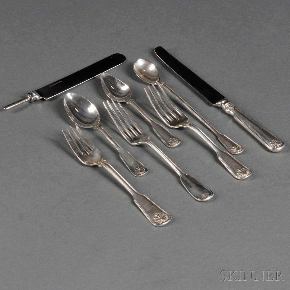 Appraisal: Tiffany Co Shell and Thread Pattern Sterling Silver Flatware Service