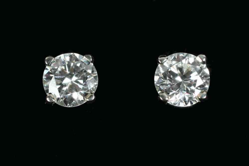 Appraisal: EARRINGS - Pair of K white gold diamond stud earrings