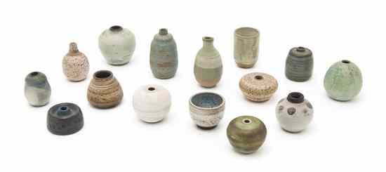 Appraisal: A Collection of Fifteen Miniature Pottery Vases Emily Curtis of