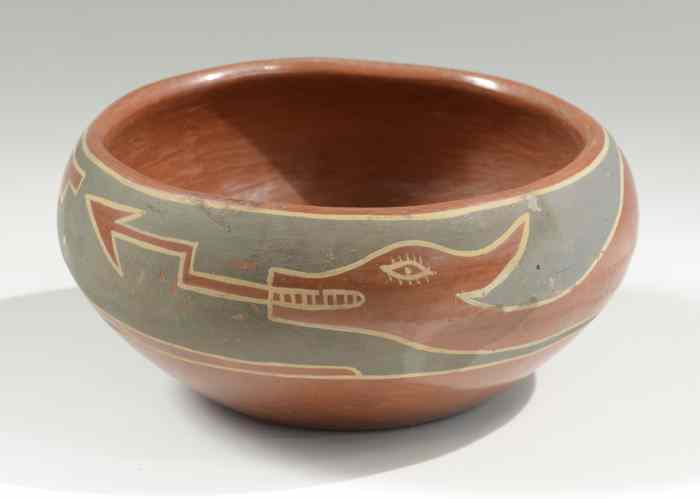 Appraisal: SANTA CLARA PUEBLO POTTERY BOWL having a water serpent designed