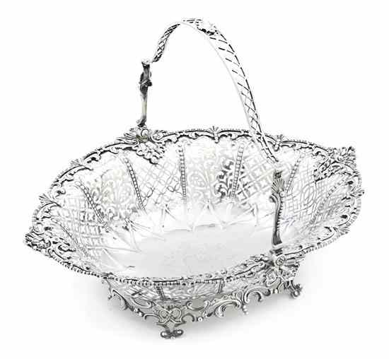 Appraisal: A George III Silver Basket William Plummer London of oval