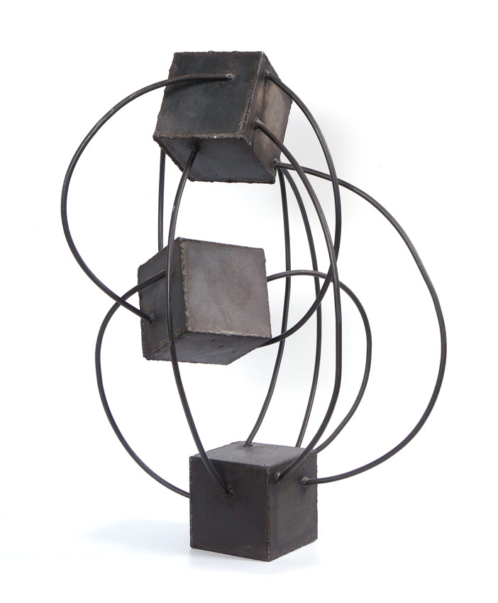 Appraisal: MODERNE ART METAL SCULPTURE Unknown Artist Untitled Metal '' d