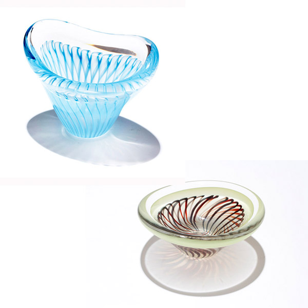 Appraisal: Pair of Swedish art glass vases with stripes probably Vicke