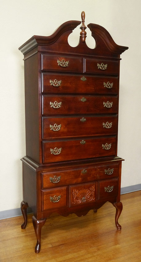 Appraisal: AMERICAN DREW HIGH BOY Queen Ann Style chest on stand