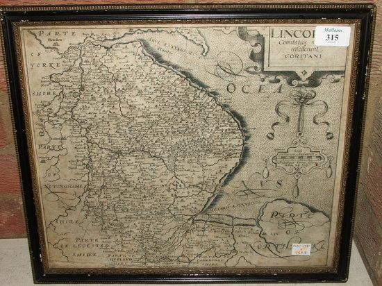 Appraisal: WILLIAM KIP AFTER CHRISTOPHER SAXTON 'Lincolniae' engraved map x