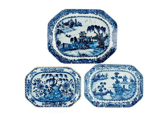 Appraisal: Chinese Export Canton porcelain platters th century oblong platters with