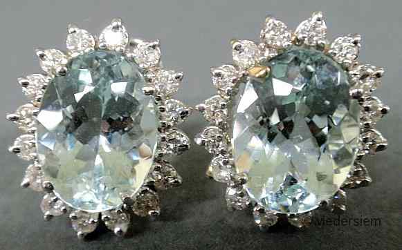 Appraisal: Fine pair of Aquamarine and diamond earrings set in k