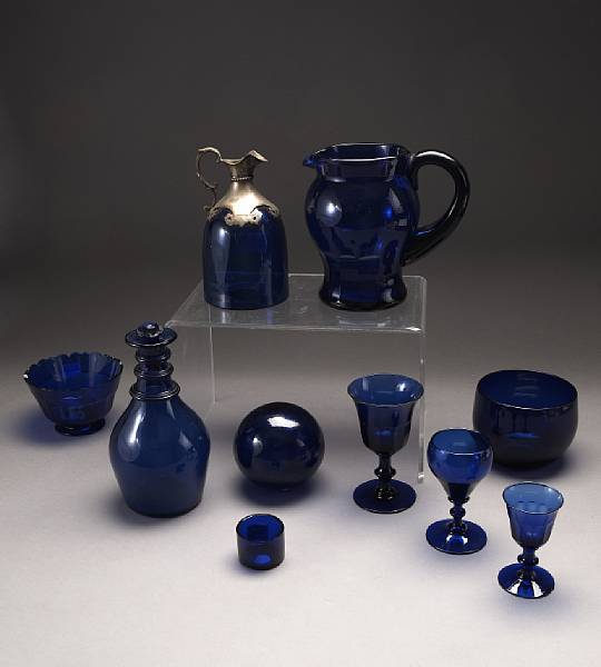 Appraisal: An assembled group of cobalt blue glass tableware th th