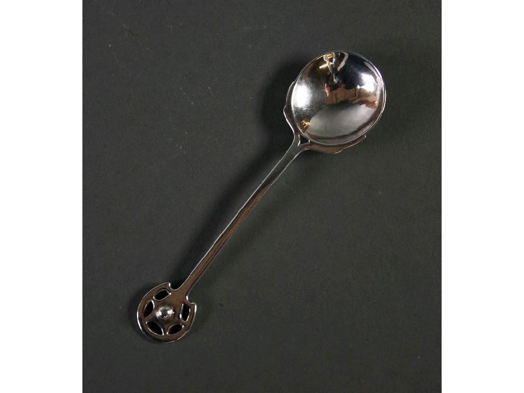 Appraisal: GEORGE V ARTS AND CRAFTS SILVER PRESERVE SPOON by Albert