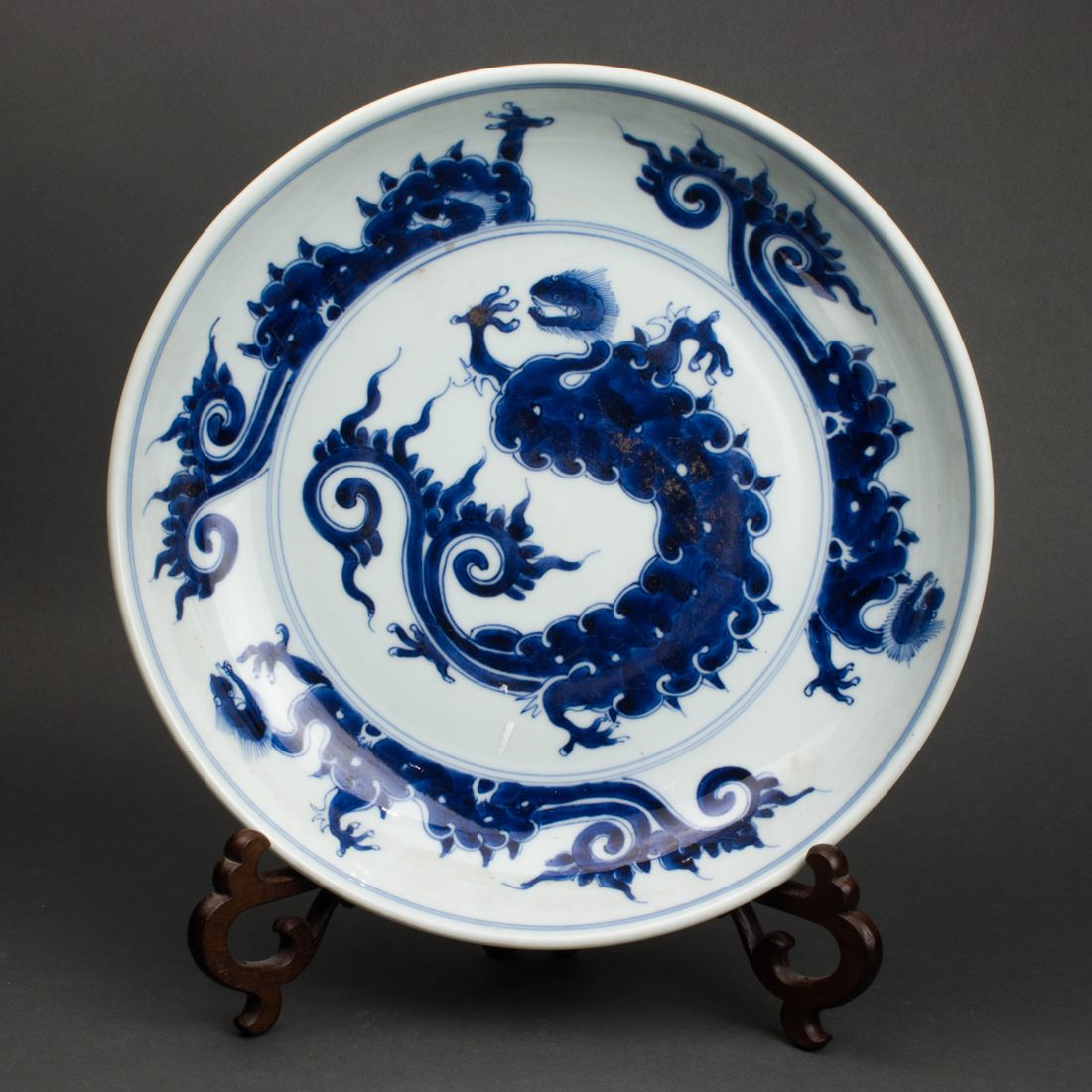 Appraisal: CHINESE BLUE AND WHITE CHARGER Chinese blue and white charger