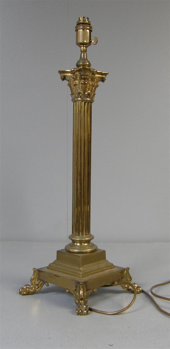 Appraisal: Brass table lamp in the form of a Corinthian column