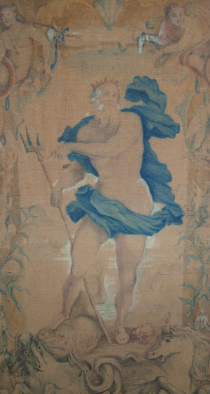 Appraisal: European School mid-late th century three matching painted linen mounted