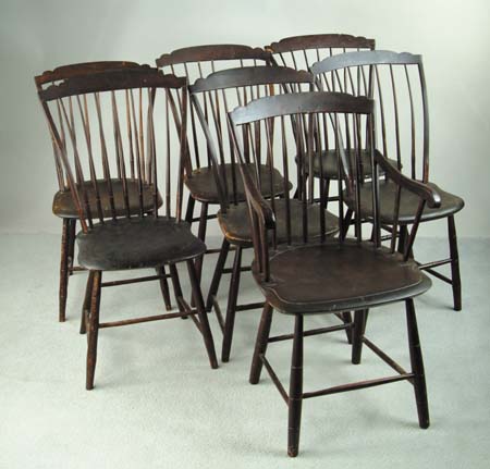 Appraisal: SET OF SEVEN WINDSOR PERIOD STEP DOWN CHAIRS Include arm