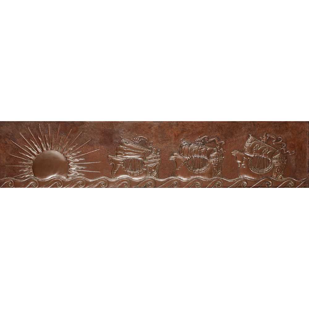 Appraisal: JOHN PEARSON - ARTS CRAFTS PANEL patinated copper repouss decorated