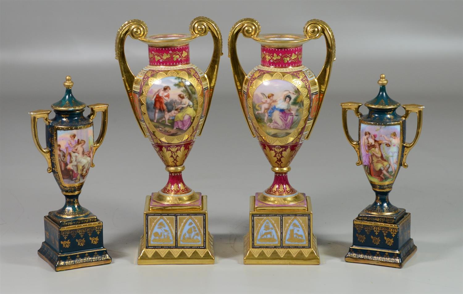 Appraisal: Royal Vienna vases pair of vases missing their lids high