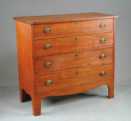 Appraisal: FOUR DRAWER HEPPLEWHITE BIRCH CHEST Four graduated drawers each having