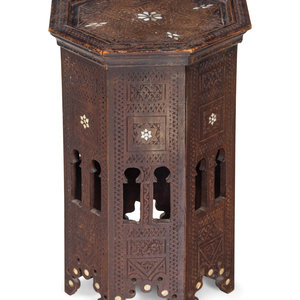 Appraisal: A Syrian Mother-of-Pearl Inlaid Side Table Late th Early th