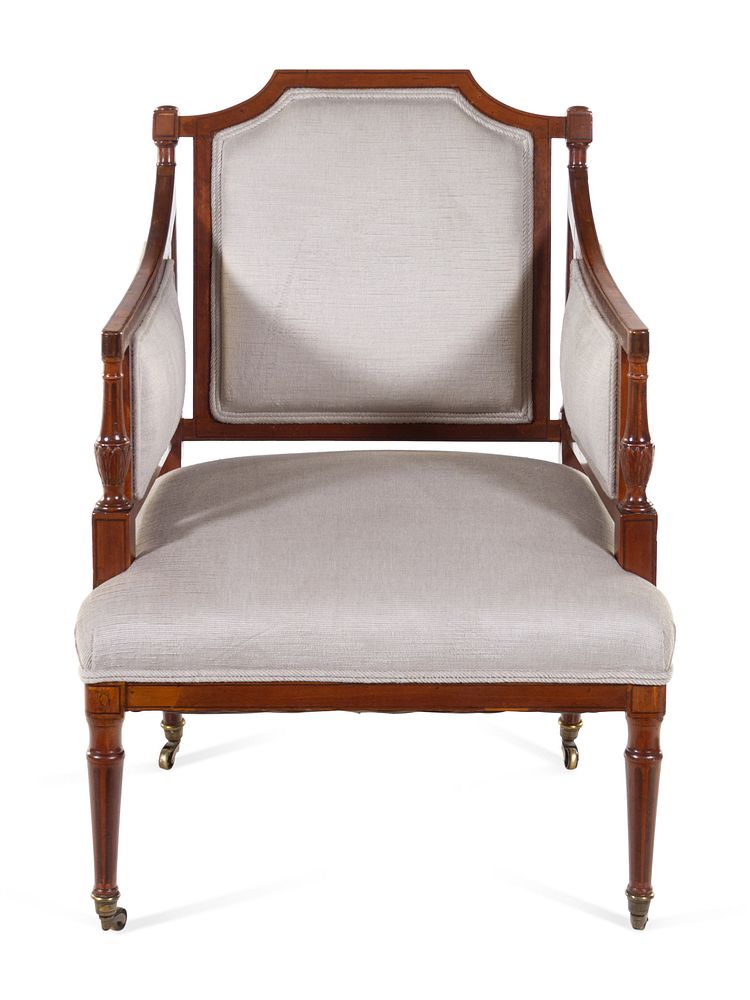 Appraisal: A Regency Style Carved and Inlaid Mahogany Armchair A Regency