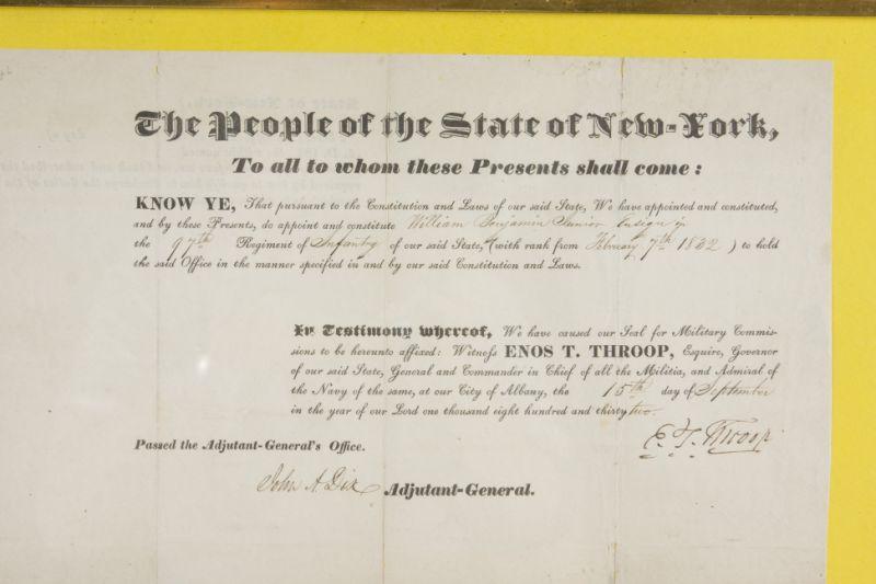 Appraisal: Early New York Military Commission partially printed document signed E