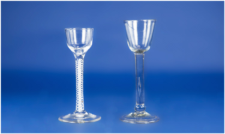 Appraisal: Two th Century Wine Glasses The first has a plain