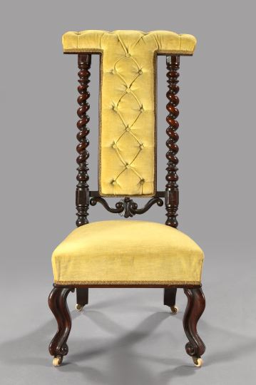 Appraisal: Victorian Mahogany Fireside Chair third quarter th century the tufted