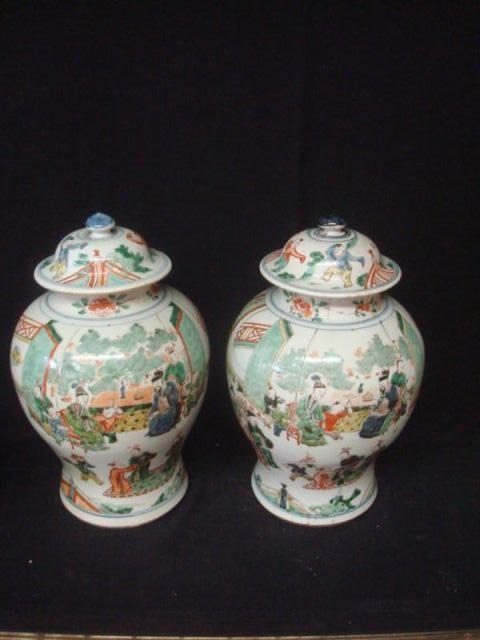 Appraisal: Pair of Asian Porcelain Lidded Jars From a Purchase home